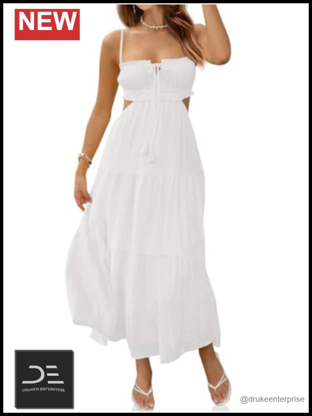 Fisoew Women's Spaghetti Strap Maxi Dress Backless Cut Out Summer